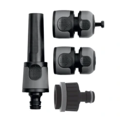 Ensemble 5 Pièces Arrosage Lance Raccords 15mm Plastique Bi-matière Noir