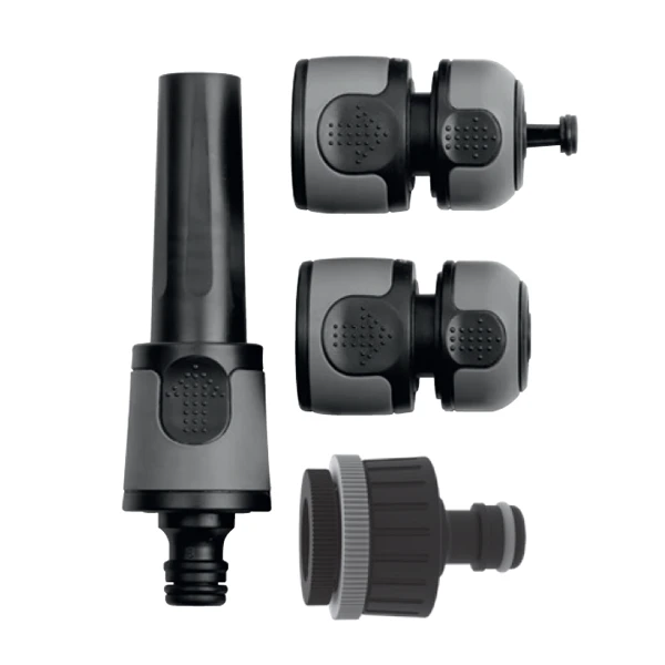 Ensemble 5 Pièces Arrosage Lance Raccords 15mm Plastique Bi-matière Noir 1 Ensemble 5 Pièces Arrosage Lance Raccords 15mm Plastique Bi-matière Noir